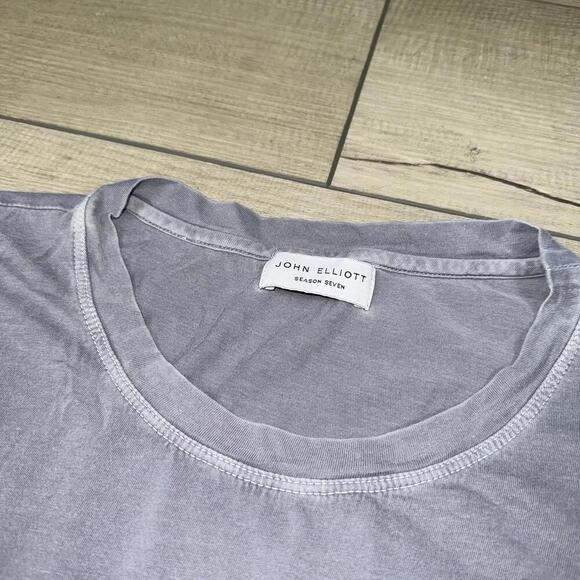 John Elliott Season Seven Gray Pocket Tee Size 3 Distressed Stone Wash USA Made - Picture 3 of 7